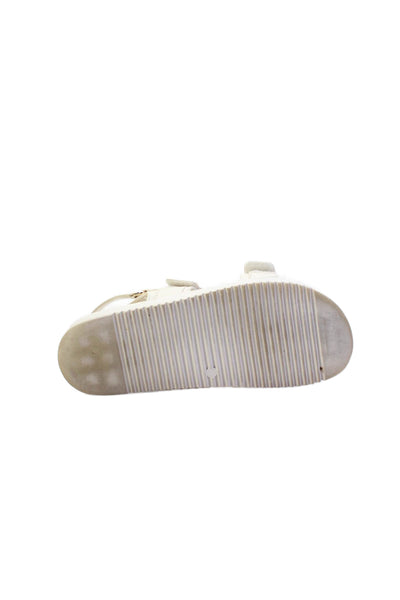 Steve Madden Womens Leather Two-Strap Slip-On Sandals White Size 8