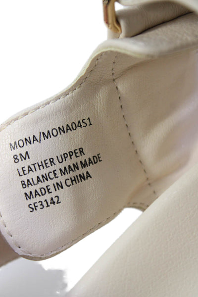 Steve Madden Womens Leather Two-Strap Slip-On Sandals White Size 8
