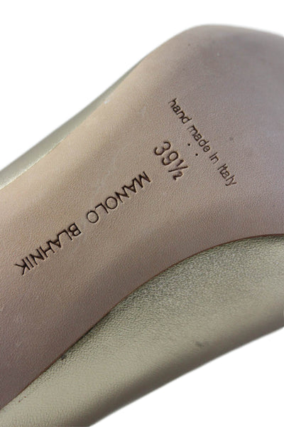 Manolo Blahnik Womens Leather Pointed Toe Stiletto Heel Pumps Gold Size 38.5 39.