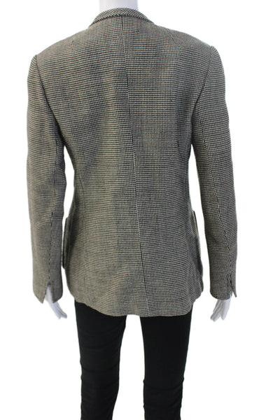 Achile Dattilo Womens Black Check Wool Blazer Mock Neck Long Sleeve Size 12
