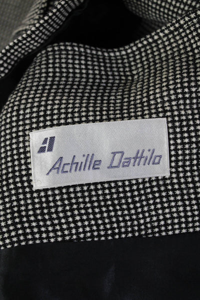 Achile Dattilo Womens Black Check Wool Blazer Mock Neck Long Sleeve Size 12