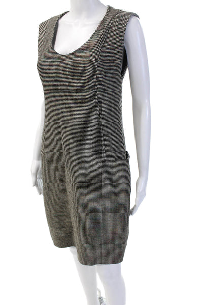 Bullocks Wilshire Women Shift Dress Black Wool Blend Check Sleeveless Size 12