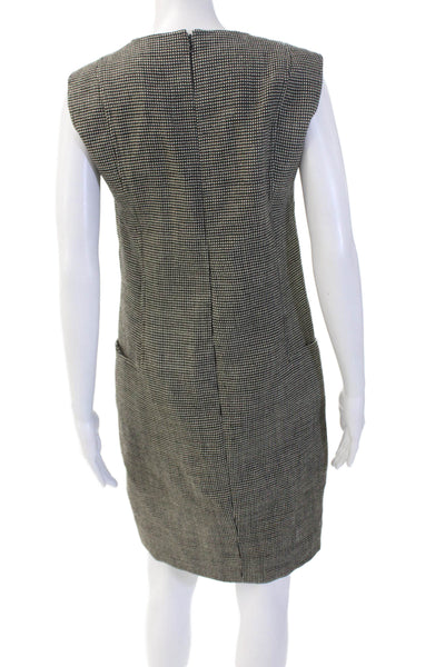 Bullocks Wilshire Women Shift Dress Black Wool Blend Check Sleeveless Size 12