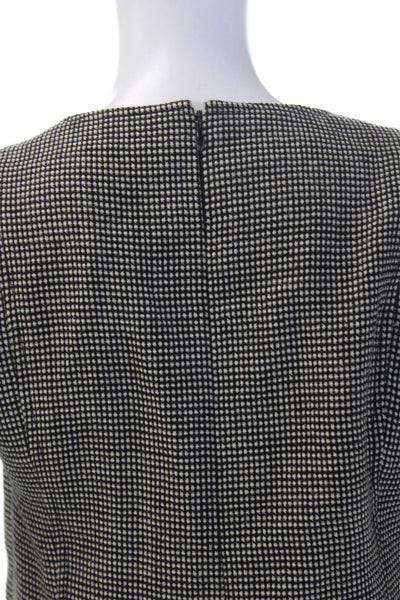 Bullocks Wilshire Women Shift Dress Black Wool Blend Check Sleeveless Size 12