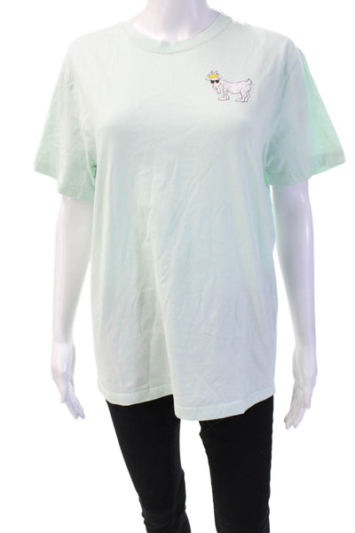 Goat Unisex Basic Light Blue Animal Print Short Sleeve T-Shirt Size S