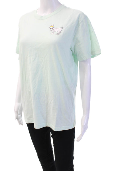 Goat Unisex Basic Light Blue Animal Print Short Sleeve T-Shirt Size S