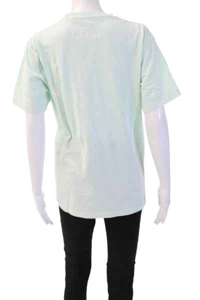 Goat Unisex Basic Light Blue Animal Print Short Sleeve T-Shirt Size S