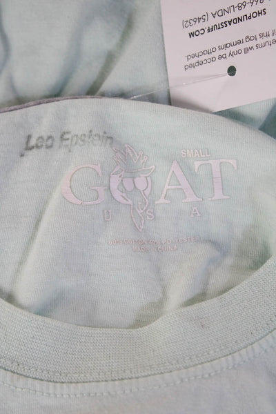 Goat Unisex Basic Light Blue Animal Print Short Sleeve T-Shirt Size S