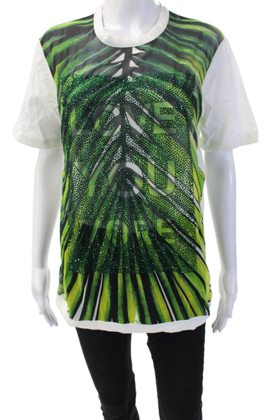 Elie Saab Womens Basic Green Graphic Crew Neck Short Sleeve T-Shirt Size 40