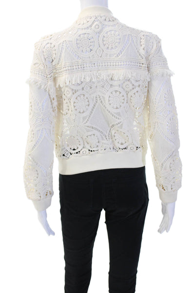 Jack by BB DAKOTA Womens Bomber Jacket White Geometric Zip Size M