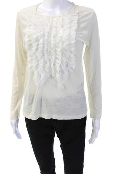 Leur Logette Petit Womens Beige Wool Long Sleeve Round Neck Blouse Size 2
