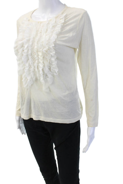 Leur Logette Petit Womens Beige Wool Long Sleeve Round Neck Blouse Size 2