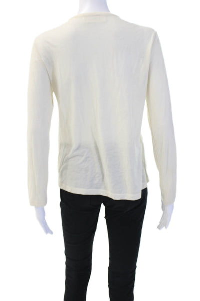 Leur Logette Petit Womens Beige Wool Long Sleeve Round Neck Blouse Size 2