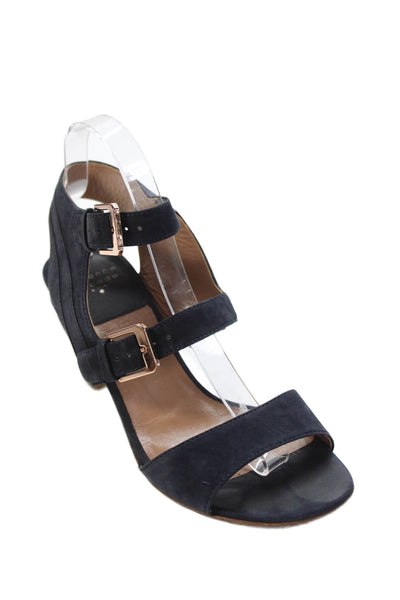 Laurence Dacade Womens Suede Ankle Strap Sandals Navy Size 40 10