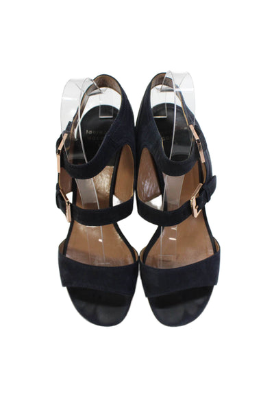Laurence Dacade Womens Suede Ankle Strap Sandals Navy Size 40 10