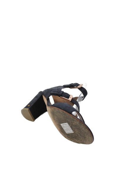 Laurence Dacade Womens Suede Ankle Strap Sandals Navy Size 40 10