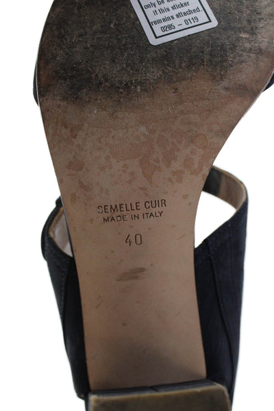 Laurence Dacade Womens Suede Ankle Strap Sandals Navy Size 40 10