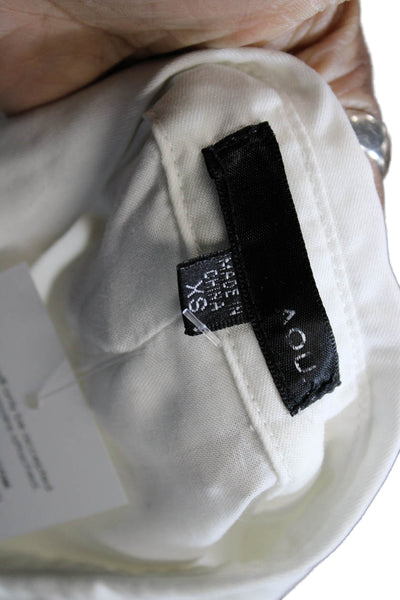 Aqua Womens Basic Collared White 100% Tencel Long Sleeve Button-Up Size XS