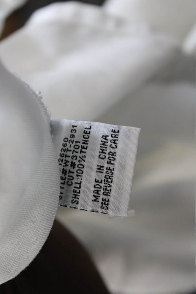 Aqua Womens Basic Collared White 100% Tencel Long Sleeve Button-Up Size XS