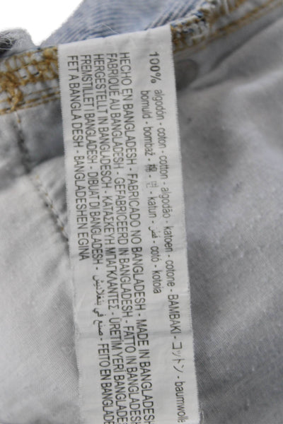 Zara Unisex Light Blue Cotton Button 90s Shorts Size 2
