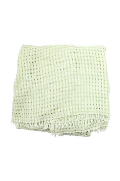 Bajra Womens Silk Cashmere Perforated Fringed Scarf Green Size 36" x 26"