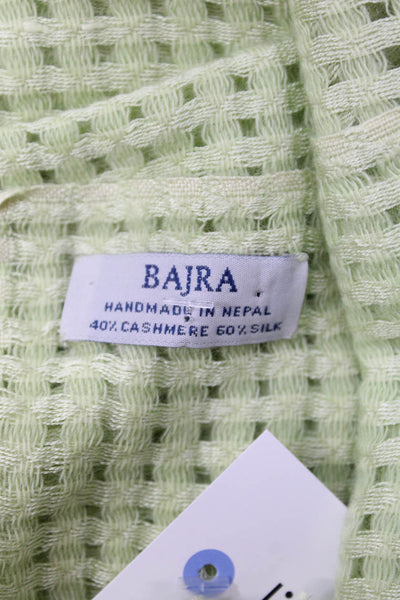 Bajra Womens Silk Cashmere Perforated Fringed Scarf Green Size 36" x 26"