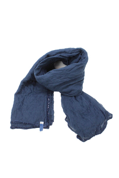 Bajra Womens Sequined Edge Classic Wrap Scarf Blue Size 30" x 30"