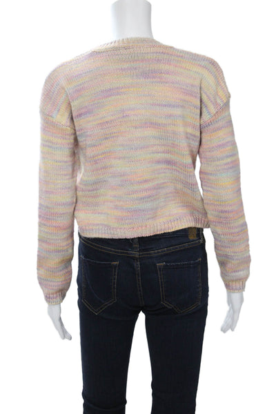 Aqua Cashmere Womens Pink Pullover Sweater Crew Neck Long Sleeve Cotton Size XS