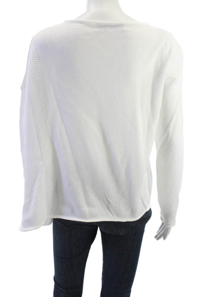 D. Exterior Unisex White 100% Cotton Pullover Sweater Long Sleeve Size S