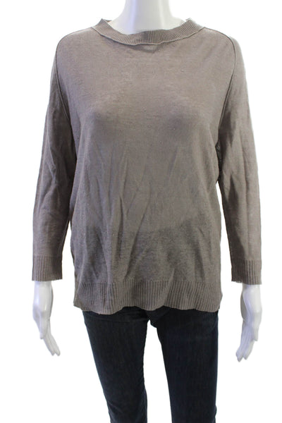 Inhabit Women Pullover Cashmere Sweater Brown Crew Neck 3/4 Sleeve Size S