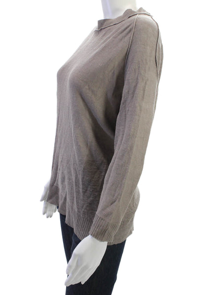 Inhabit Women Pullover Cashmere Sweater Brown Crew Neck 3/4 Sleeve Size S