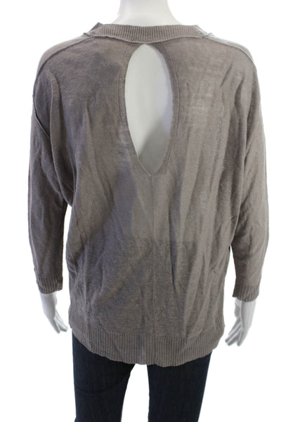 Inhabit Women Pullover Cashmere Sweater Brown Crew Neck 3/4 Sleeve Size S