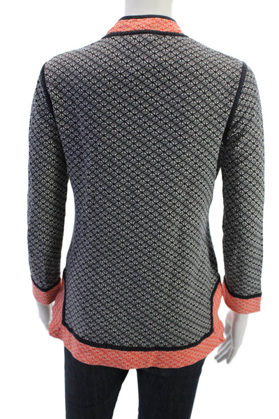 Tory Burch Women Tunic Blouse Black Aztec V-Neck Cotton Long Sleeve Size XS