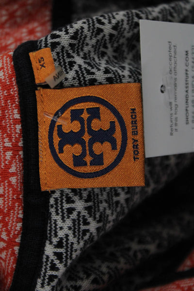 Tory Burch Women Tunic Blouse Black Aztec V-Neck Cotton Long Sleeve Size XS