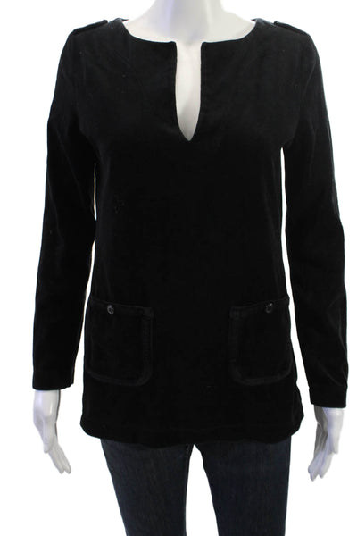 Tory Burch Womens Tunic Long Sleeve Button Black Size S