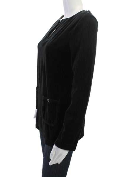 Tory Burch Womens Tunic Long Sleeve Button Black Size S