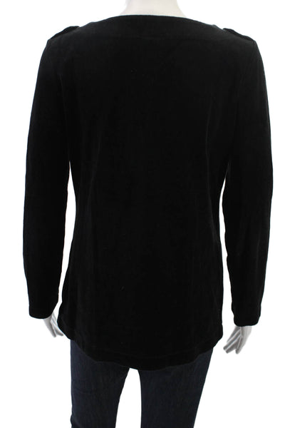 Tory Burch Womens Tunic Long Sleeve Button Black Size S