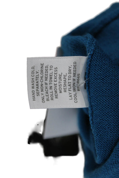 Halogen Women Merino Wool Blue Mock Neck Pullover Long Sleeve Size S