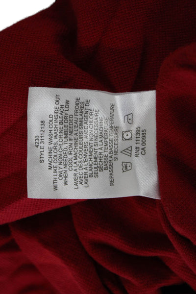 Tory Burch Women Red Mock Neck Long Sleeve Button-Up Top Cotton Modal Size S