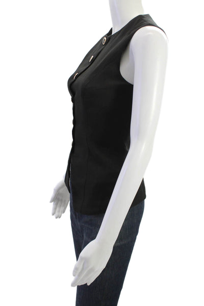SNDYS. Women Sleeveless Button-Up Top Black Round Neck Size 2XS