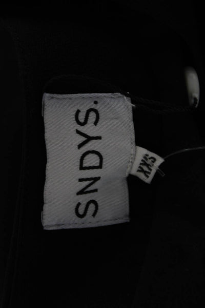 SNDYS. Women Sleeveless Button-Up Top Black Round Neck Size 2XS