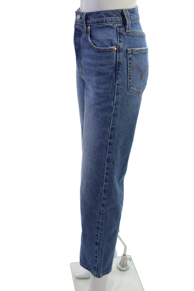 Levi Strauss & Co Womens Petite Ankle Straight Jeans Blue High Rise Size 23