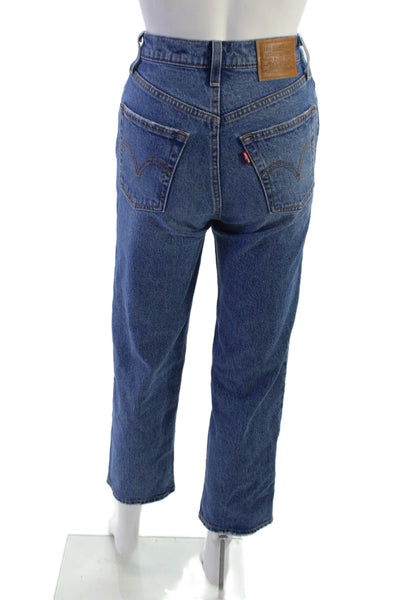 Levi Strauss & Co Womens Petite Ankle Straight Jeans Blue High Rise Size 23