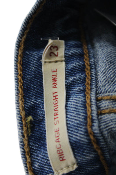 Levi Strauss & Co Womens Petite Ankle Straight Jeans Blue High Rise Size 23