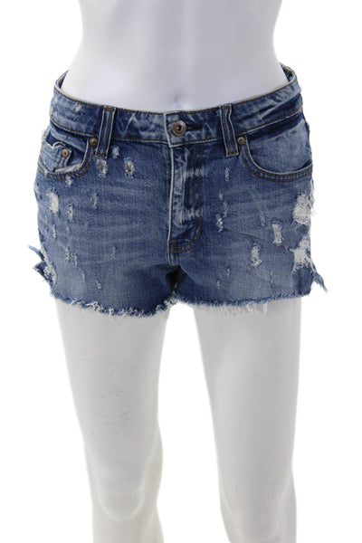 Pistola Unisex Blue Grunge Cotton Spandex Button Shorts Size 26