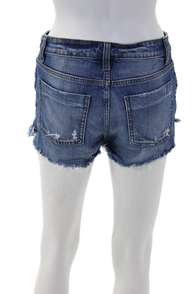 Pistola Unisex Blue Grunge Cotton Spandex Button Shorts Size 26