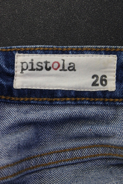 Pistola Unisex Blue Grunge Cotton Spandex Button Shorts Size 26