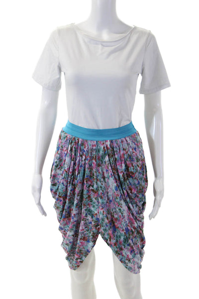 Catherine Malandrino Womens Tulip Skirt Blue Floral Modal Knee Length Size S