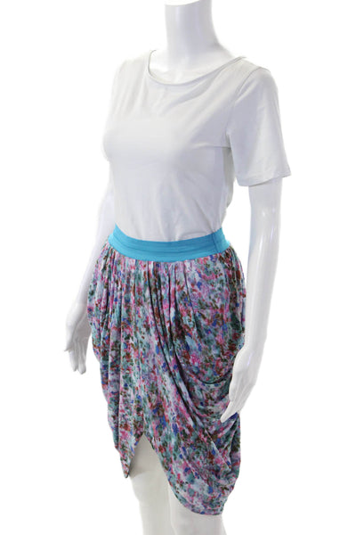 Catherine Malandrino Womens Tulip Skirt Blue Floral Modal Knee Length Size S