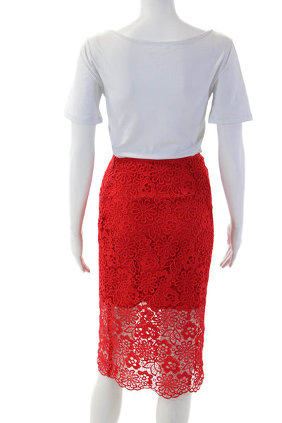 Cynthia Rowley Women Red Floral Straight Pencil Skirt 100% Polyester Size 0